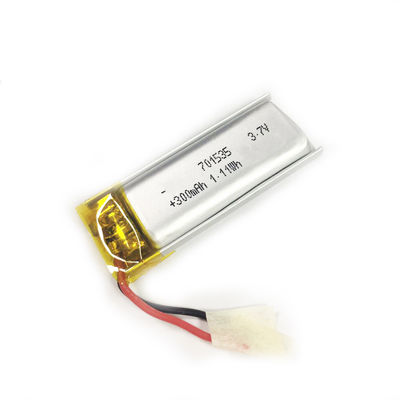 주문 IEC62133/KC 인증 3.7V 리튬 폴리머 배터리 300mAh 용량 7*15*35mm 크기 리포 배터리 온라인 제조