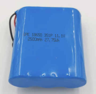 주문 18650 리?? 배터리 팩 11.1V 2500mAh 탐지기와 의료 장비용 500주기 수명 온라인 제조