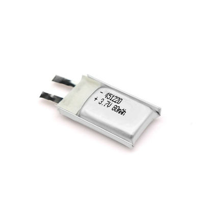 주문 철사 PCM 연결관을 가진 80mAh 451220 3.7V KC 중합체 리튬 전지 online manufacture