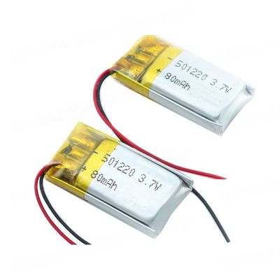 buy 재충전 가능한 작은 크기 5*12*20mm 3.7V 80mAh 리?? 폴리머 배터리 BT 헤드셋 및 휴대용 장치 온라인 제조