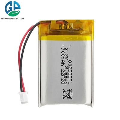 주문 OEM ODM 사용자 정의 기능이 있는 3.7V 700mAh 802535 리튬 폴리머 LiPo 배터리 팩 온라인 제조