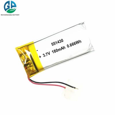 주문 고 용량 리 폴리머 배터리 3.7V 551430 180mAh online manufacture