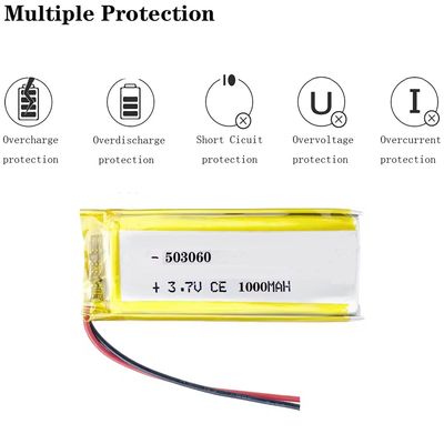 주문 재충전 가능한 KC CB IEC62133 승인 503060 리?? 폴리머 배터리 팩 1000mAh 3.7v online manufacture
