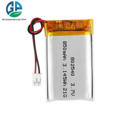 buy 3.7V 850mAh 802540 KC IEC62133 Approved Lipo Rechargeable Lithium Polymer Battery 온라인 제조