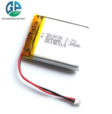 주문 KC Approved Lipo Battery 503035 Lipo Battery 3.7v 1.85wh 500mah Li Ion Polymer Battery 3.7v Rechargeable Battery online manufacture