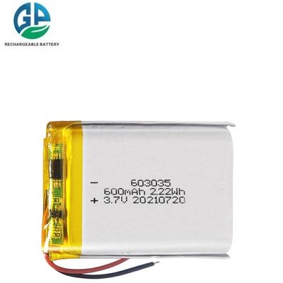 주문 3.7V 600mAh KC IEC62133 승인 리튬 폴리머 배터리 Lipo603035 충전식 배터리 팩 online manufacture