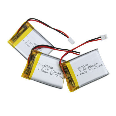 주문 의료 기기용 RoHS 인증 3.7V 650mAh 리튬 폴리머 배터리 (500회 충방전 수명) online manufacture