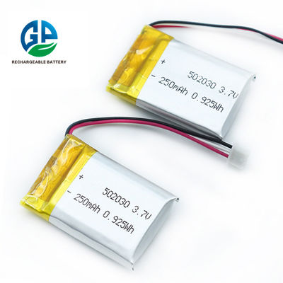 3.7 볼트 250mAh 충전식 리튬 폴리머 건전지 팩 502030