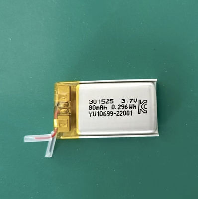 KC/콜럼븀 301525 3.7v Li 중합체 건전지, 80mAh Li 이온 중합체 건전지 팩