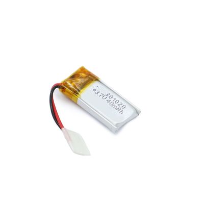 3.7V 40mAh 301020 리튬 폴리머 전지 팩 킬로 사이클 IEC62133은 찬성했습니다