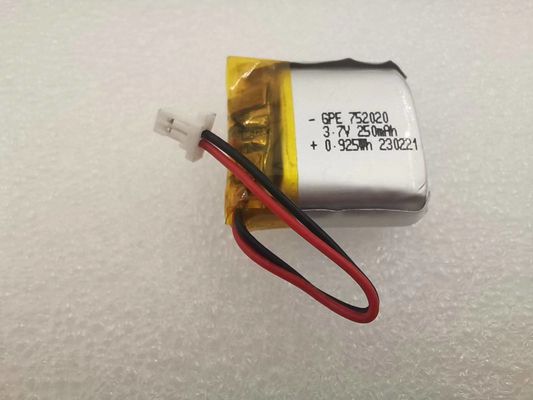 아름다움 장치 Li 폴리머 배터리, 3.7V 752020 250mAh 리포 폴리머 배터리