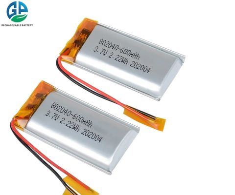 KC 3.7v 2.22wh 600 mah 리포 건전지 팩, 802040 Li 폴리 재충전 가능한 배터리 팩