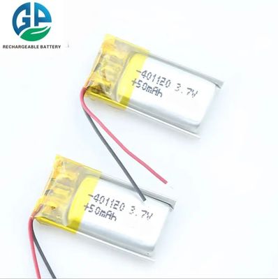 CB KC 승인되 3.7v 폴리머 리튬 배터리, 헤드셋을 위한 50 mah 401120 리포 배터리