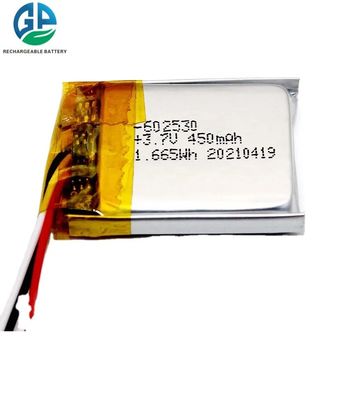 KC 재충전이 가능한 li 폴리머 배터리 3.7V 450mAh 1.665Wh 602530
