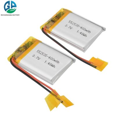 KC Lipo 리튬 폴리머 배터리 팩 552535 3.7V 400mAh, 500배 사이클 수명 및 PCM