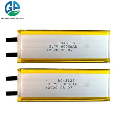 6000mAh 8043125 3.7v 1s 재충전 가능한 리포 배터리 플러그와 함께 블루