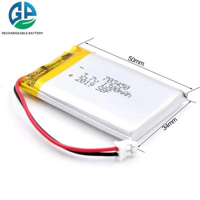 703450 3.7V 1300mAh 재충전 가능한 리 폴리머 배터리 PCM 및 과충전 보호
