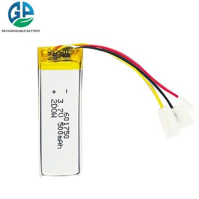601750 3.7V 500mAh 리튬 폴리머 배터리 스피커 및 장난감용 충전식 LiPo 배터리