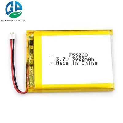 KC 인증 755068 모델 3000mAh 리튬 폴리머 배터리 충전지 팩