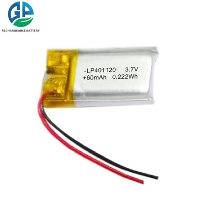 401120 60mAh 3.7V 리튬 폴리머 배터리, 뷰티 디바이스용 긴 수명 LiPo 충전식 배터리