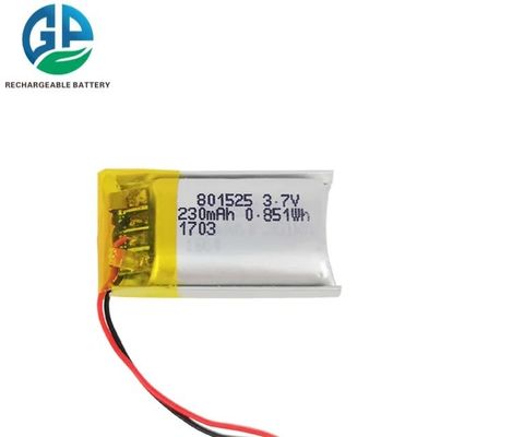 801525 230mAh 리?? 폴리머 배터리 팩 500 번 사이클 수명