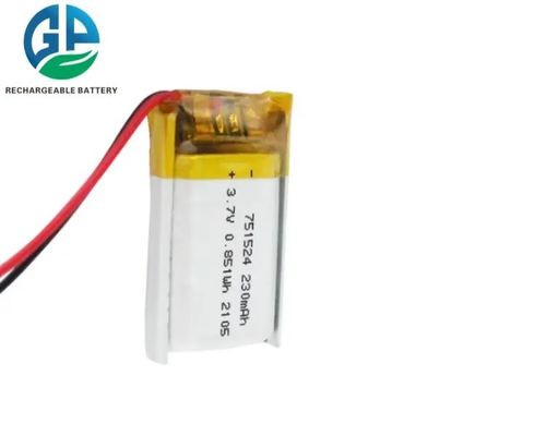 3.7v 230mAh 리 폴리머 재충전 배터리 751524
