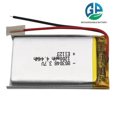 KC 승인된 리포 배터리 803048 3.7V 1200mAh 4.44wh 재충전 가능한 리 폴리머 배터리