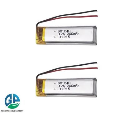 전자 장난감 및 스마트 기기용 소형 3.7V 200mAh 501240 리튬 폴리머 배터리