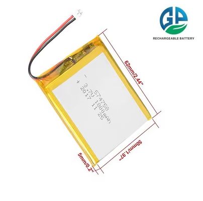 KC IEC62133 승인 재충전 가능한 3.7v 574758 1800mah 3.7v 리?? 폴리머 리포 배터리