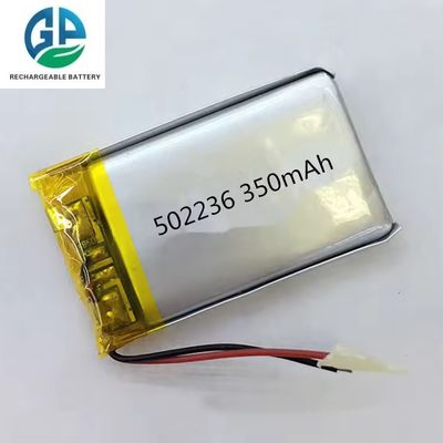 CE 인증 3.7V 350mAh 502236 리튬 폴리머 배터리 팩 Li Poly 충전식 배터리