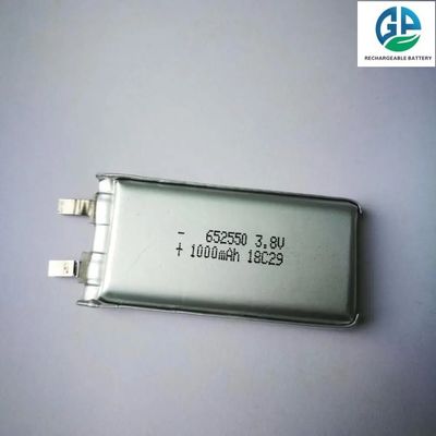 뷰티 기기용 고용량 1000mAh 3.8V 652550 리튬 폴리머 LiPo 충전식 배터리