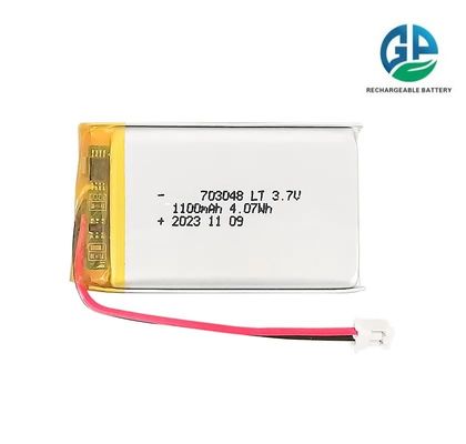 KC IEC62133 인증 3.7V 1100mAh 703048 리튬 폴리머 배터리 팩 충전식 배터리
