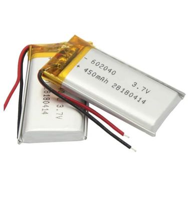 KC 인증 602040 사이즈 450mAh 용량 리튬 폴리머 배터리 충전식 LiPo 배터리