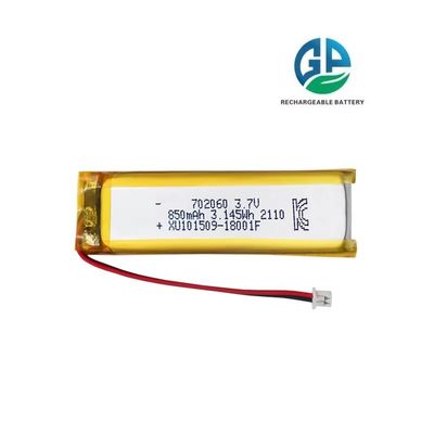 KC, MSDS, RoHS 승인 재충전 가능한 리오온 배터리 3.7v 850mAh 리?? 폴리머 배터리 702060