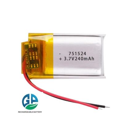 충전식 리튬 폴리머 10C 리튬 배터리 셀 3.7V 240mAh 751525 751524 모바일 전원 충전 보물 전원 GPS용
