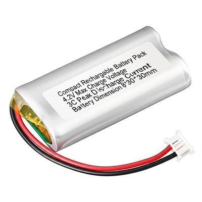 콤팩트 재충전 배터리 팩 4.2V 최대 충전 전압 3C 최고 방전 전류 배터리 차원 8*30*30mm PCB