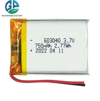 고방전율 30C 최대 60C 충전식 750mAh 리튬 폴리머 배터리 603040 LiPo 배터리