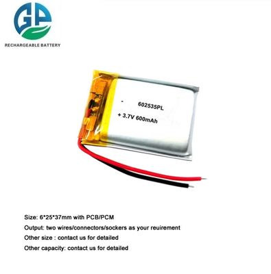 High Discharge Rate Battery 602535 3.7v 600mah 550mah Lipo Battery 3.7V 30C Max60C KC Lithium Polymer Battery